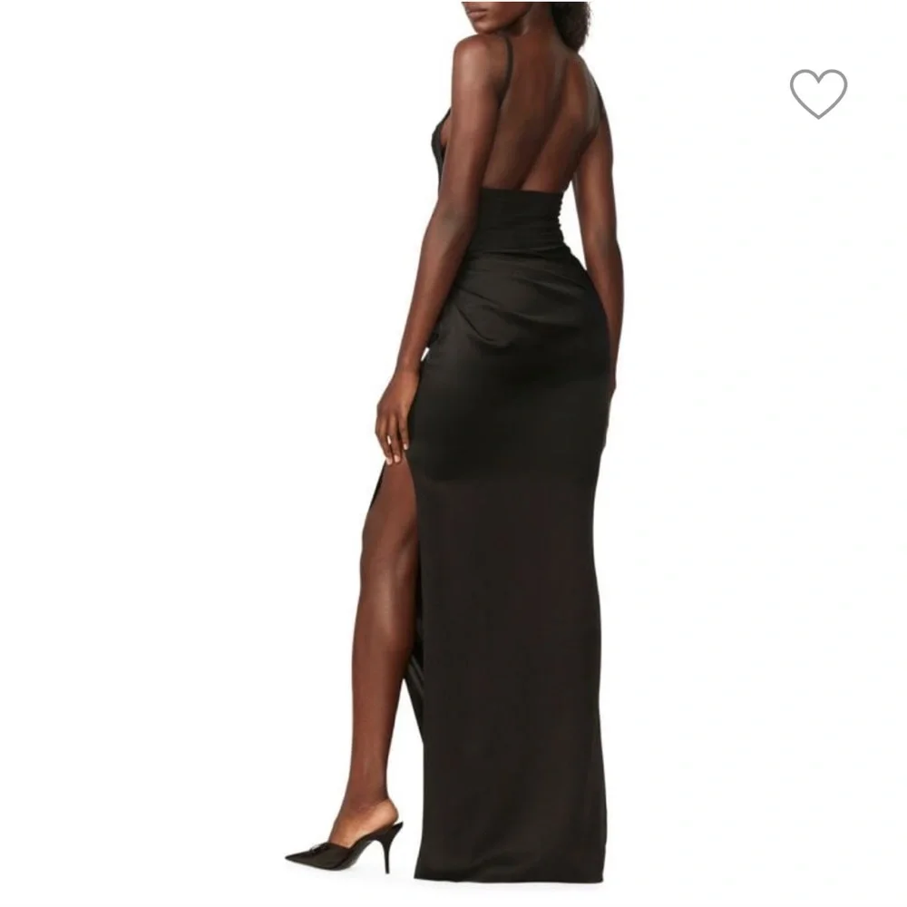 Hervé Léger x Law Roach Draped Cutout Silk Column Gown in Black - Picture 3 of 3